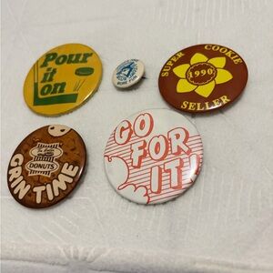 Vintage Button Pin Collection Tim Hortons blue jays girl guides brownies hockey